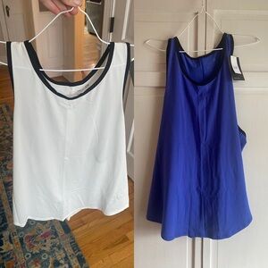 Stylish Women's Tank Tops - Black Trim White and Blue